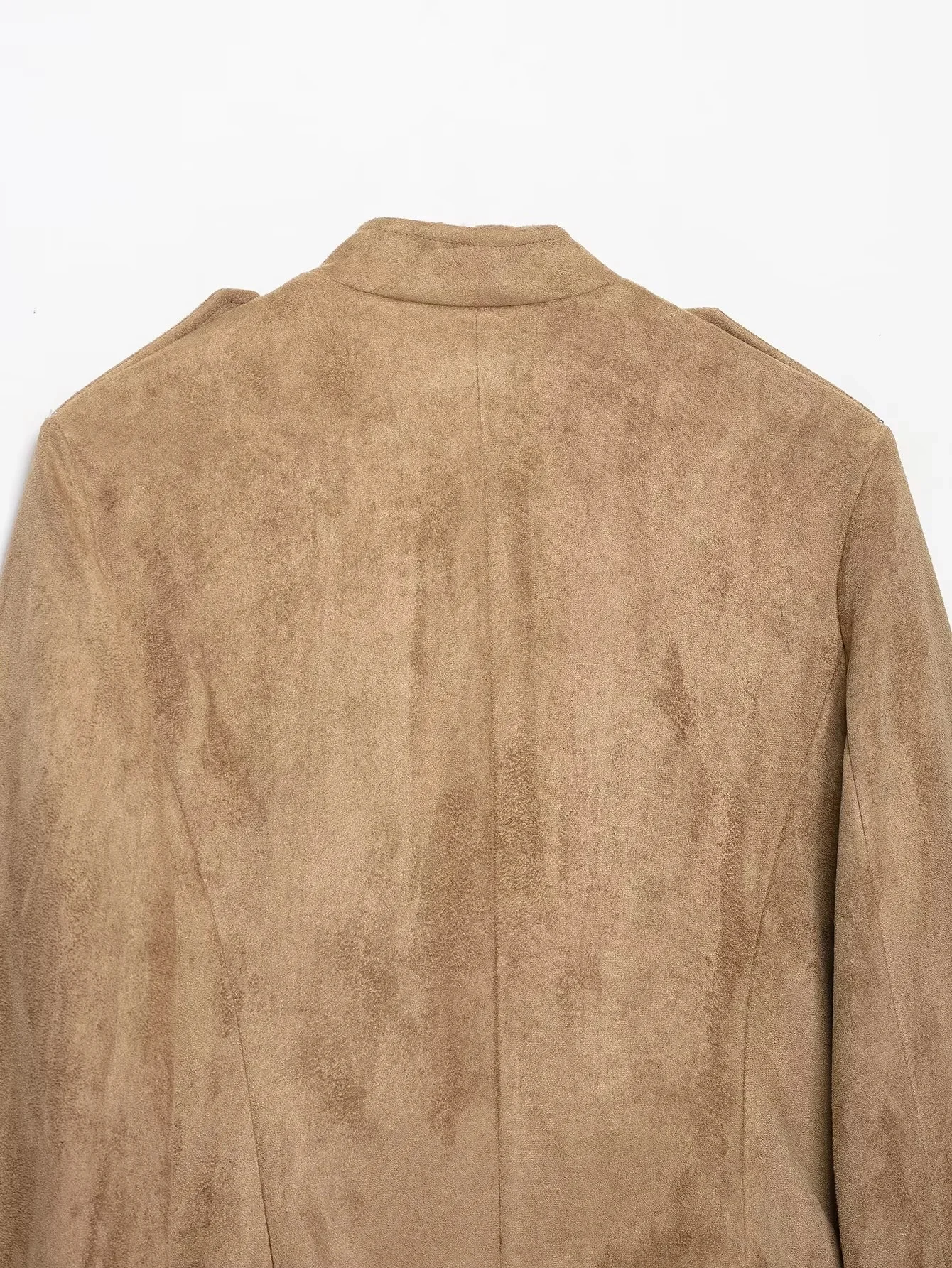 KONDALA Streetwear Vintage Chic Wildleder Khaki Damenjacke mit Knotenknöpfen, Reißverschluss, Langarm, Mode 2026 Herbst-Winter-Jacke – Detail 13