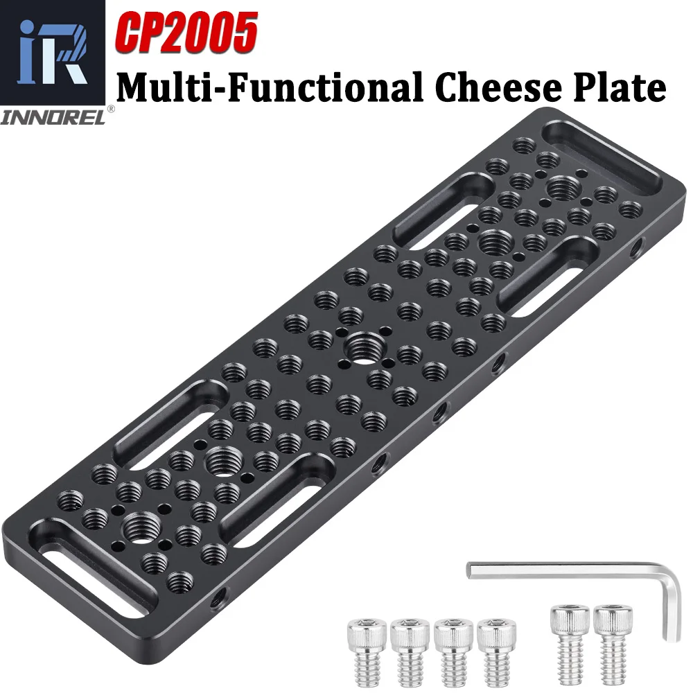 INNOREL CP2005 20*5cm Multi-Functional Cheese Plate,Switching Mounting Plate with Built-in ARRI Locating Holes for Camera Tripod