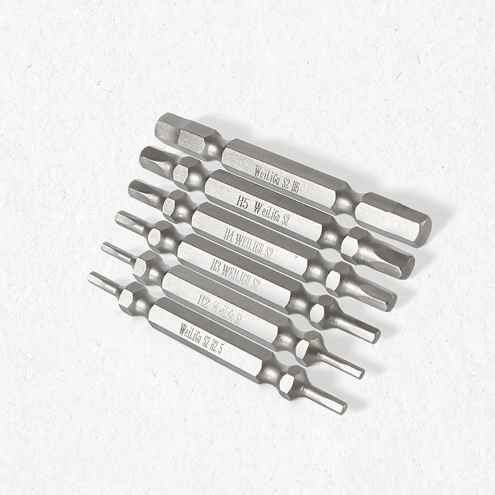 1pcs Double-Head Hex Screwdriver Bits H2 - H6 Magnetic 1/4" Hex Rod S2 Steel 65mm Length Electric Batch Head Repair Allen Wrench