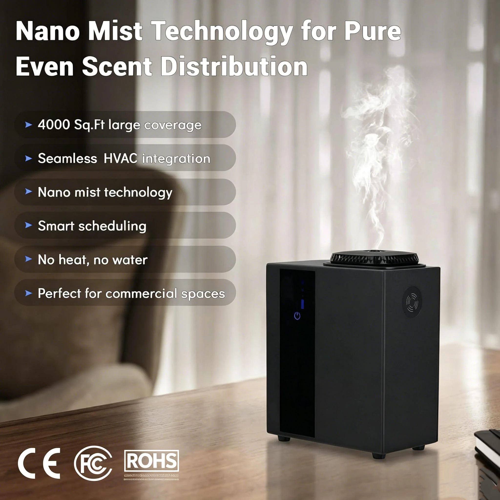Smart Control HAVC Essential Oil Scent Diffuser A300 Commercial Diffuser Waterless Aromatherapy Diffuser Machine for Hotel Home
