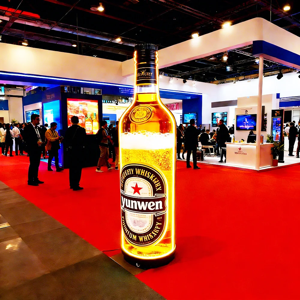 Outdoor Floor Standing 360-Degree Movable Creative Digital Can Model Led Screen Led Bottle Display on Wheels