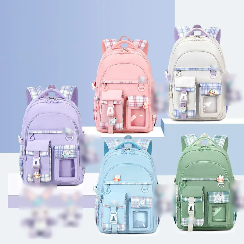 New Fashion Casual Girls Backpack Junior High School Student Schoolbag Korean Version Large Capacity Student Travel Bag