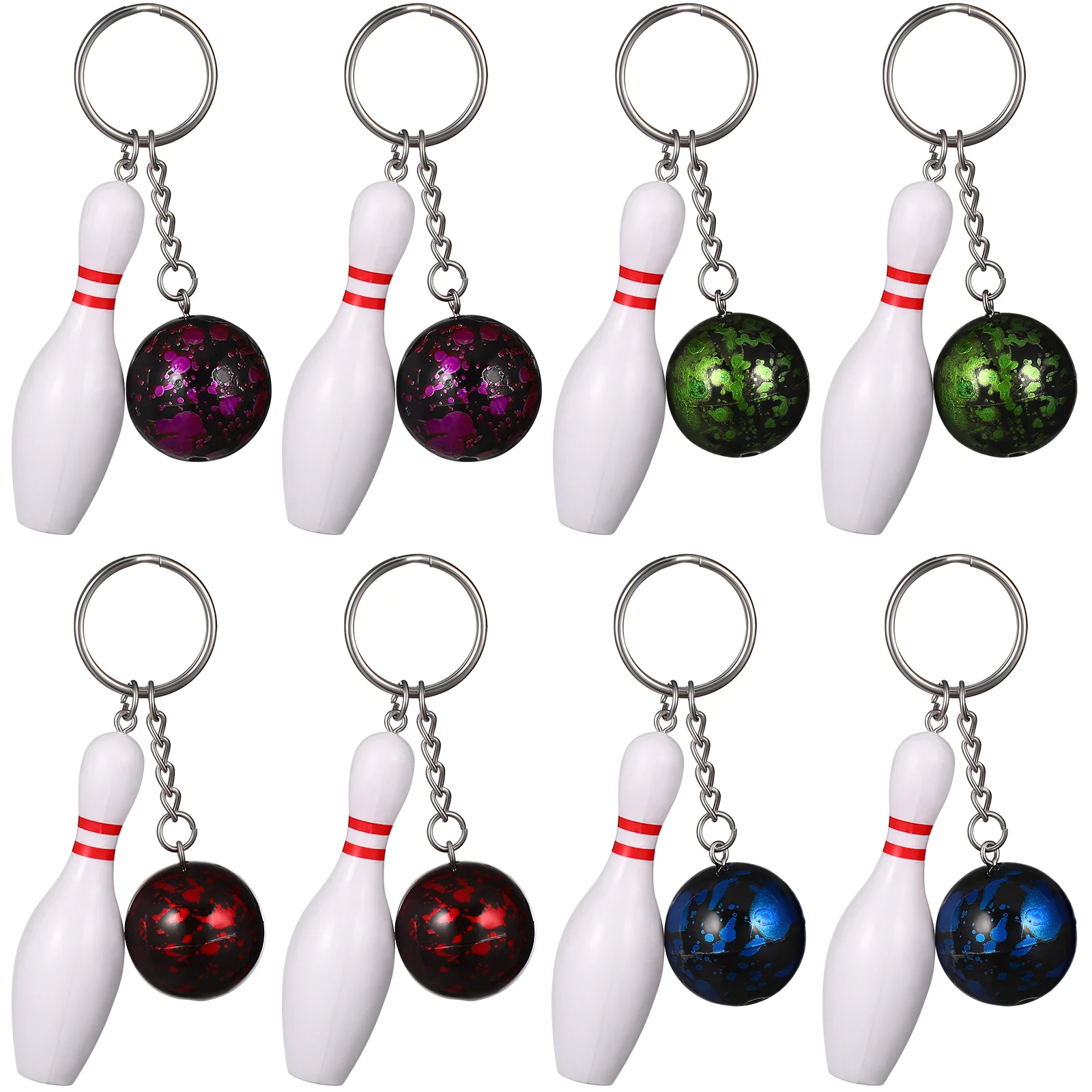 10 Pcs Accessories Bowling Keychain Man Ornaments for Crafts Keychains Car Keys Stainless Steel Mini Pendant