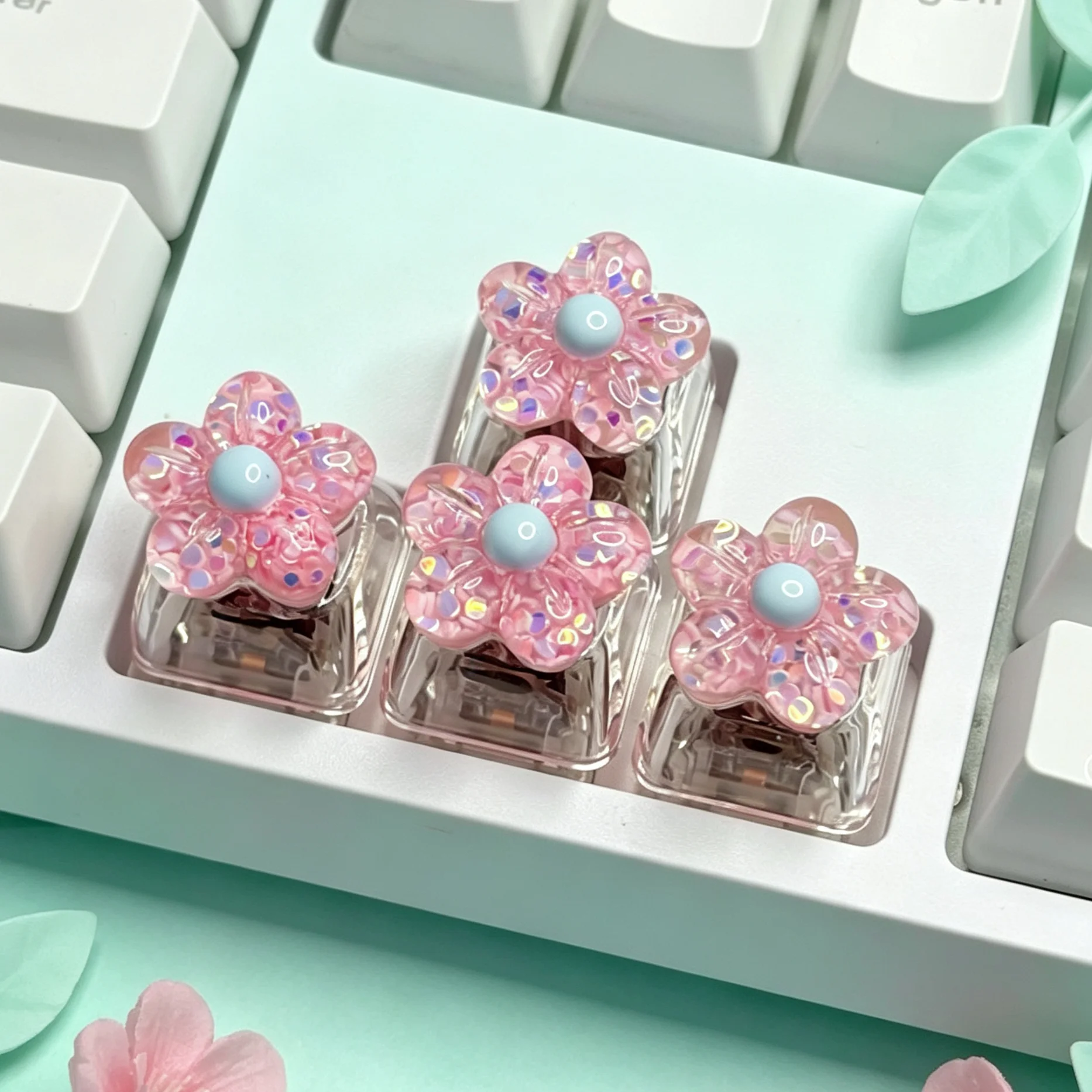 Personalized Flower Keycaps DIY Mechanical Keyboard Cross Axle Gaming Keybaords Accessories