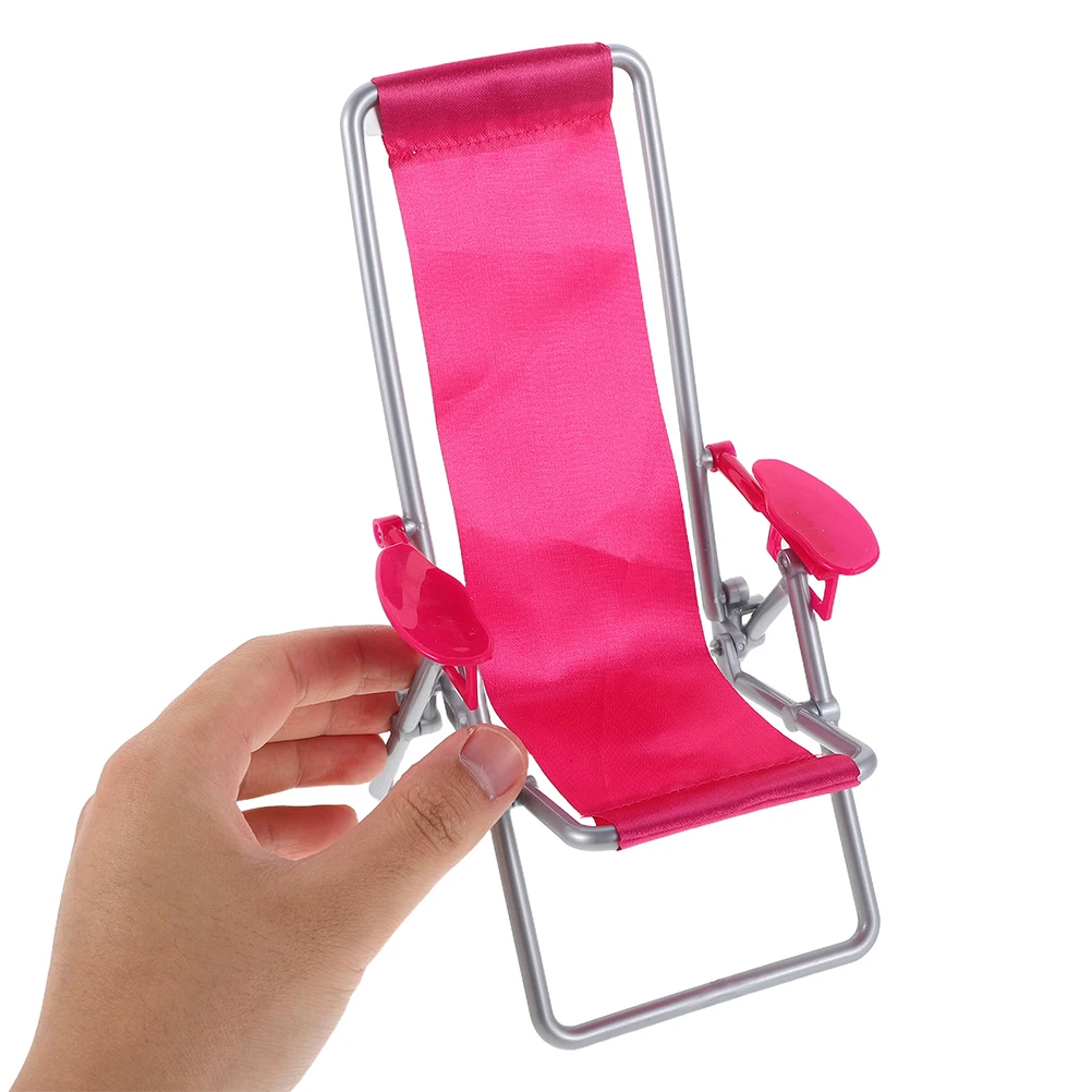 

2 Pcs Pink Beach Chair Ornaments Dollhouse Furniture Mini Chairs for Cakes Miniature Plastic Model