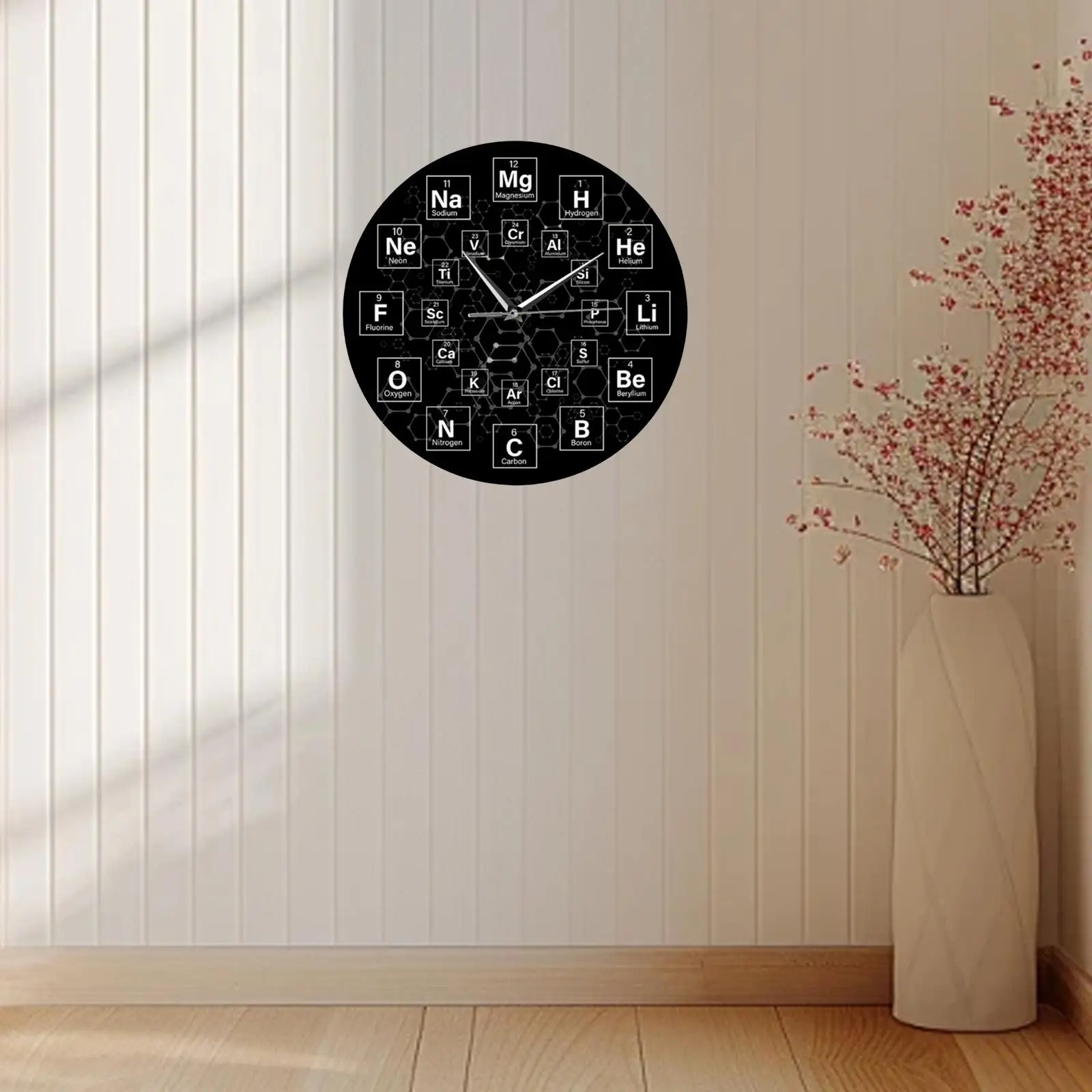 Periodic Table Wall Clock Unique Non Ticking for Living Room Kitchen Bedroom