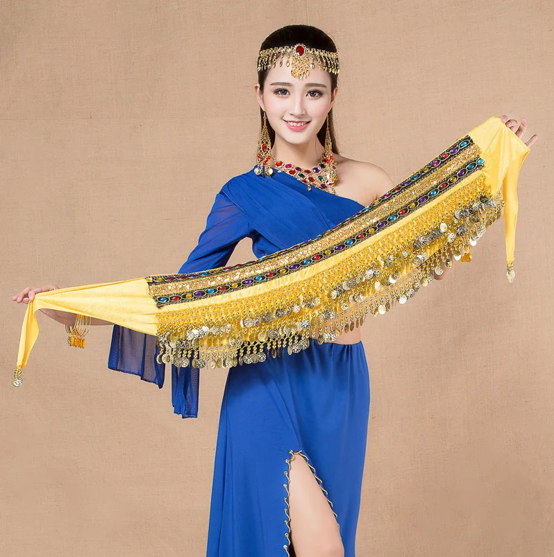 Belly Dance Indian Practice Performance Waist Chain Double Row Diamond Widening Weighted Hanging Coin Dance Accessories