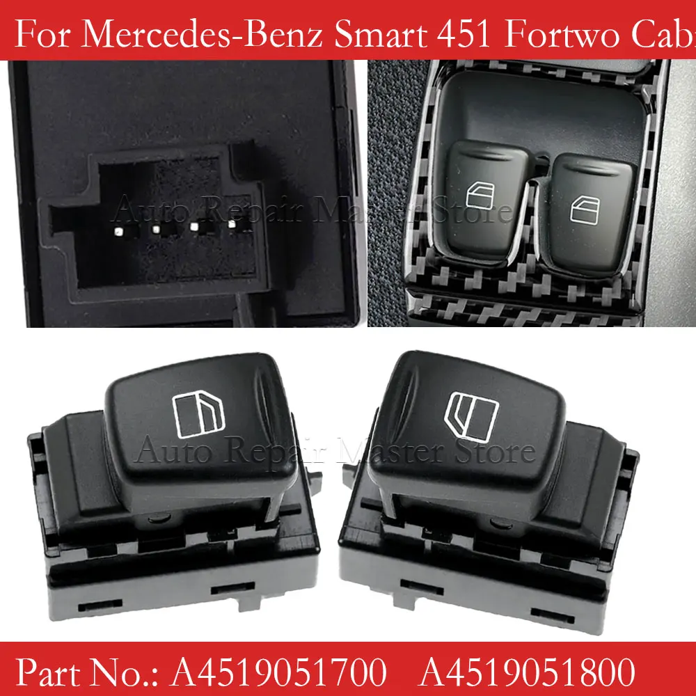 Left / Right Switch Electric Window Regulator For Smart 451 Fortwo Cabrio 2007-2019 A4519051700 A4519051800 A4518204110
