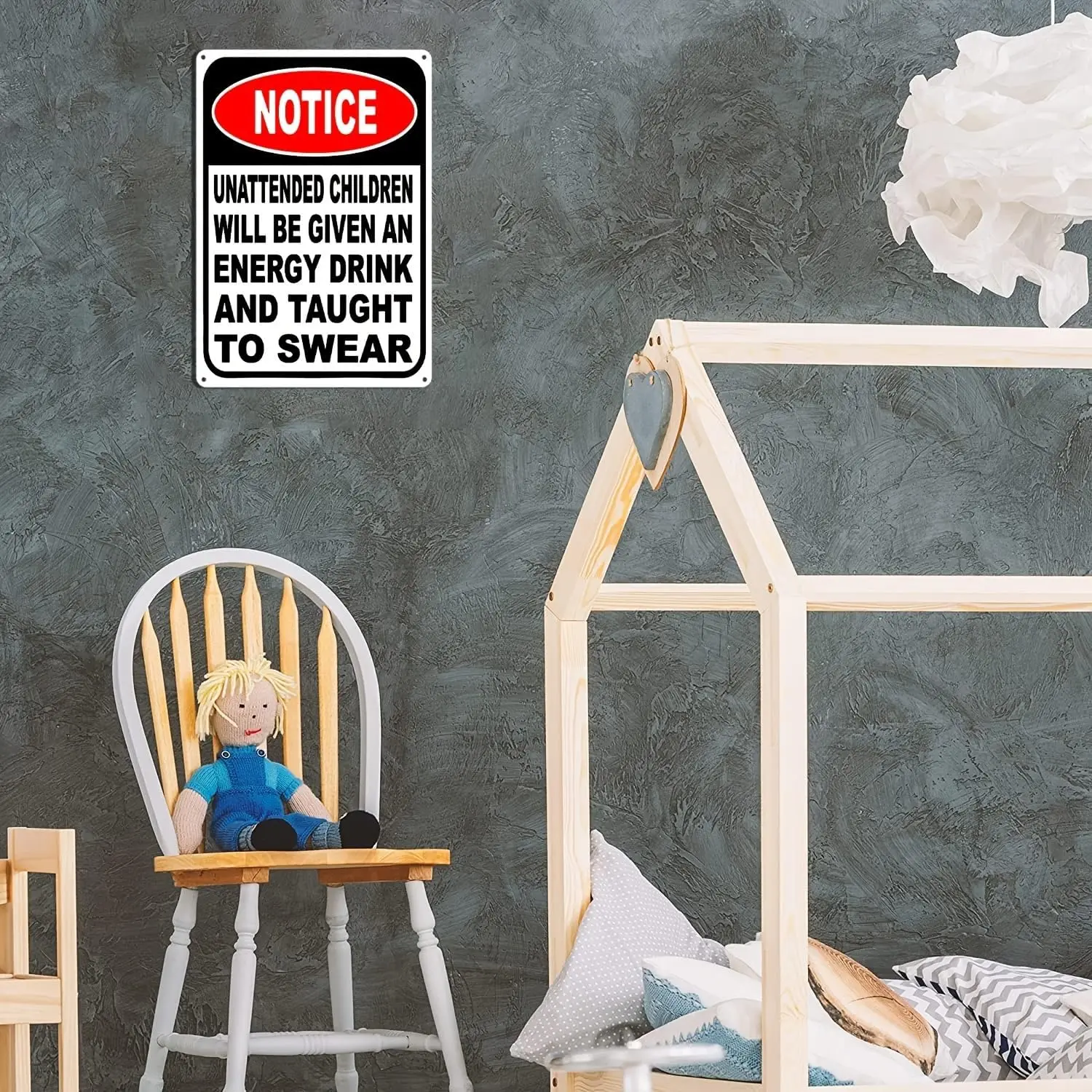 Metal Sign Unattended Children Will Be Given An Energy Drink And Taught To Swear Sign Funny Room Decor For Home Bar & Man Ca