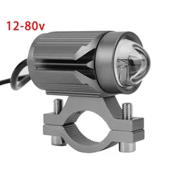 Faro LED para bicicleta eléctrica, lámpara frontal impermeable, luz amarilla/blanca, aleación de aluminio, accesorios de ciclismo, 12-80V