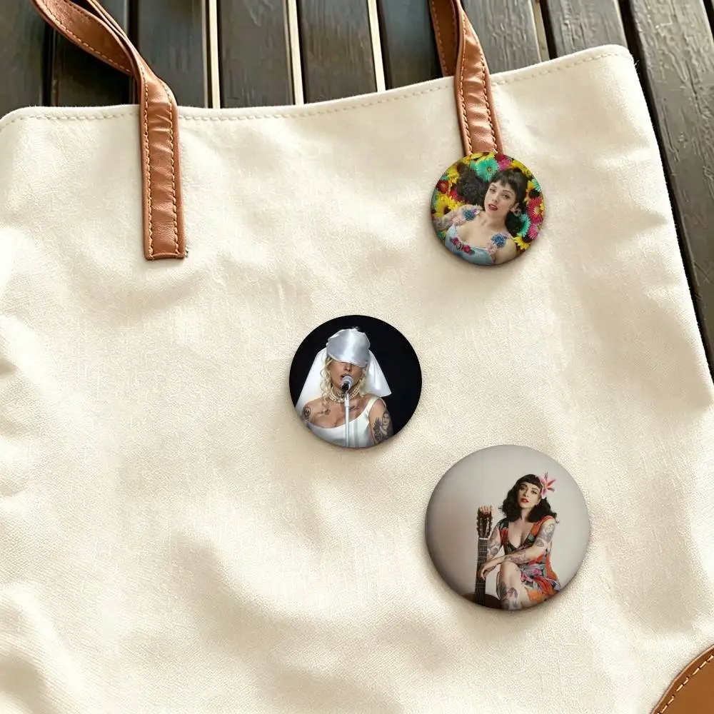 M-Mon Laferte Latin Pop Singer Retro Tattoo Style  25mm 32mm 44mm 58mm 75mm Brooches Badges Pins for Accessories Gift