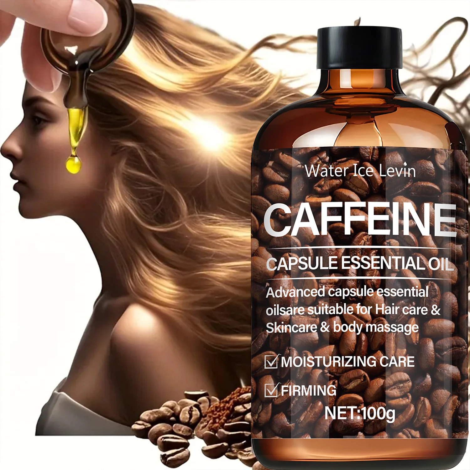 Aceite para el cabello, esencia para el cabello con cafeína de alta concentración, activa los folículos, fortalece las raíces, nutre naturalmente el cabello seco, brillo suave y duradero
