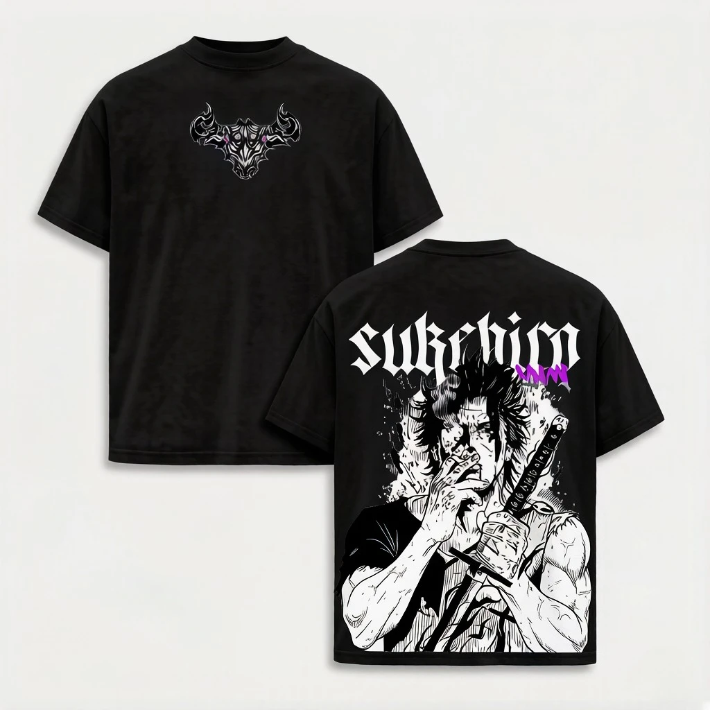 Camiseta estampada Yami Sukehiro de Black Clover, camiseta de anime para hombre, ropa de manga corta, camiseta de algodón oversize, camiseta lavada para hombre