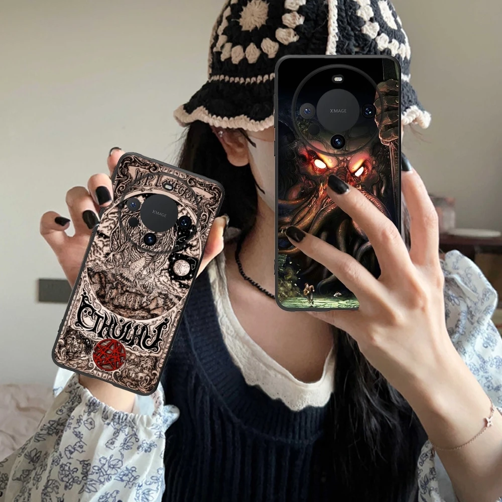 Cthulhu Painting Mobile Cell Phone Case for Huawei Mate 60 50 40 30 20 10 Pro Plus Lite E 5G Black Soft Phone Cover Shell