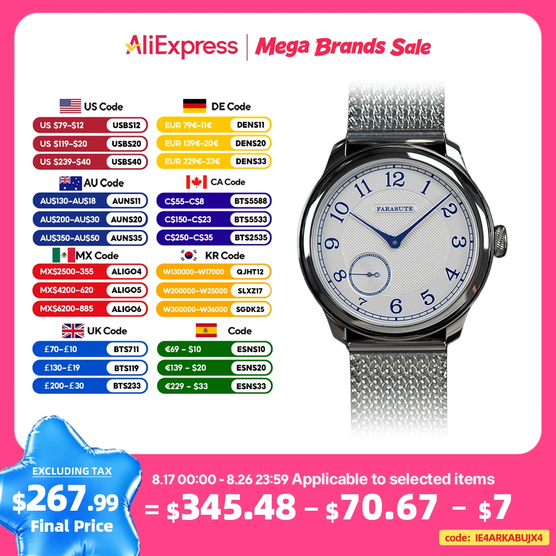 FARASUTE Retro Power Reserve 80 Stunden Maschinen-Armbanduhr für Herren St17 manuelle mechanische Uhr kleine Sekunde Stahlarmband