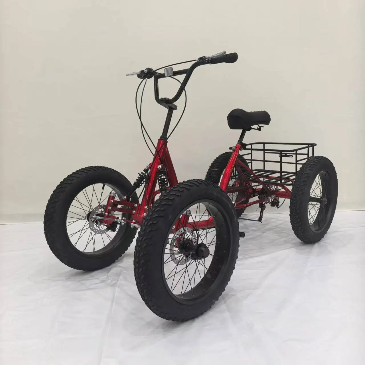 20 Inch 4 Wheel Fat Tire Bike Adult Quad Cruiser Mobility Scooter for Disablity Walking Aid Heavy Duty Mobility Scooter 300 Lbs
