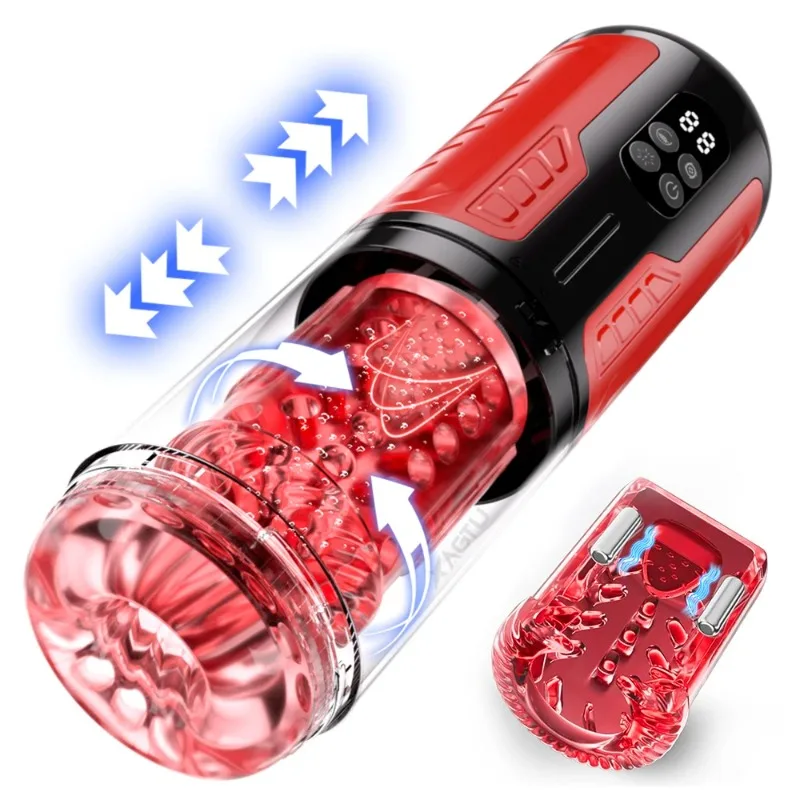 Automatic Male Masturbator Telescopic Rotation Men Masturbation Cup LCD Digital Simulation Blowjob Masturbator Sex Toys for Men