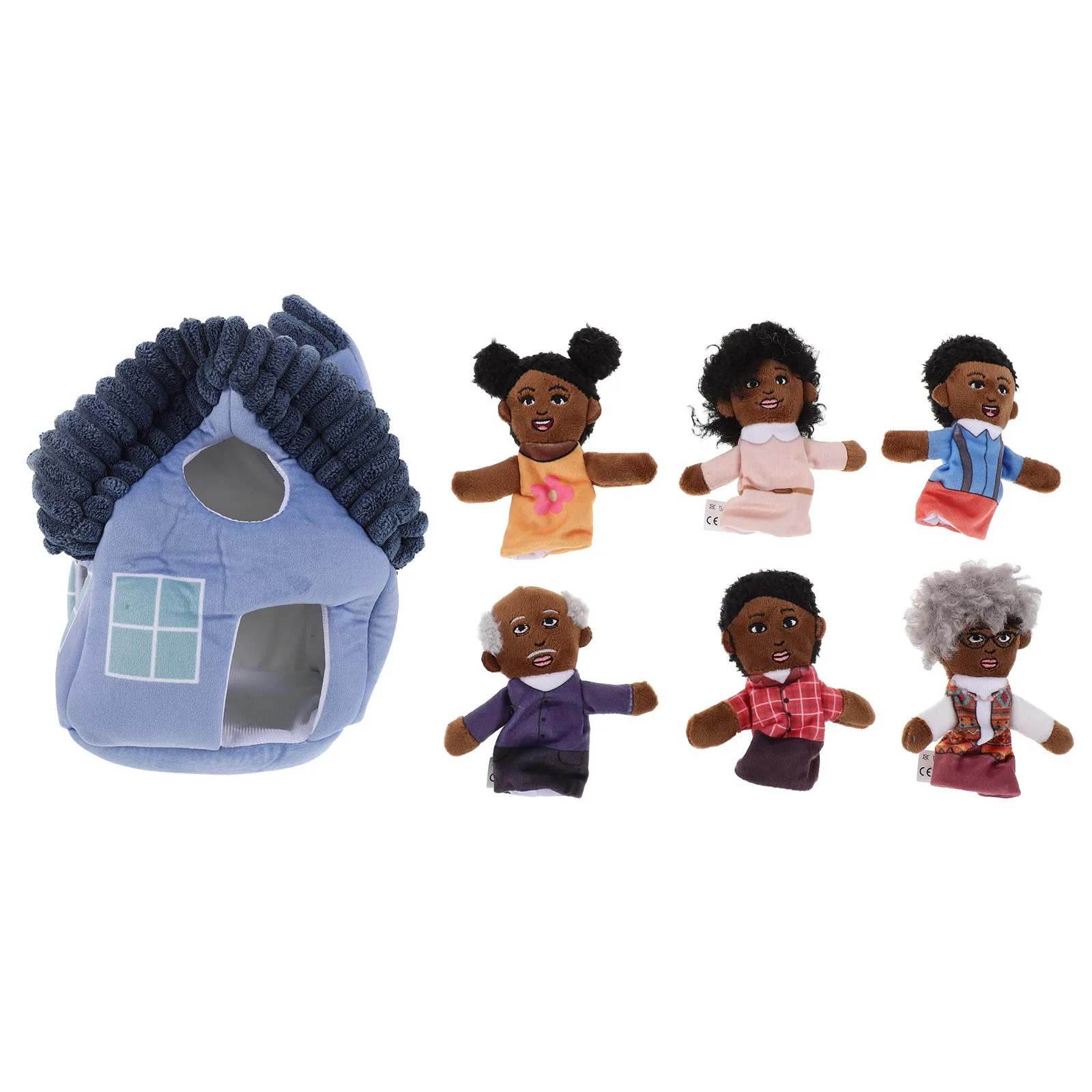 1Set Cartoon Finger Puppets African Family Theme Preschool Learning Tool Interactive Teaching Aids for Kids Storytelling Play