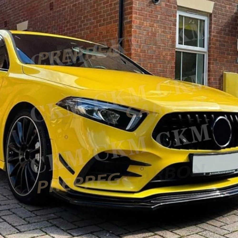 

ABS Glossy Black Car Front Bumper Lip Chin Spoiler Body Kit For Mercedes Benz A Class W177 A180 A200 A35 AMG 2019-2023