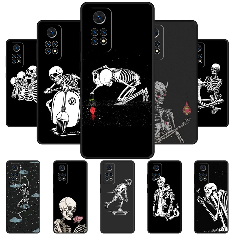 Bones Skeleton Bumper Phone Case For Redmi Note 11 EPro 11S 10 10T 9S Promax 8 Pro Xiaomi Mi 10 11 12X 12S Ultra Cover