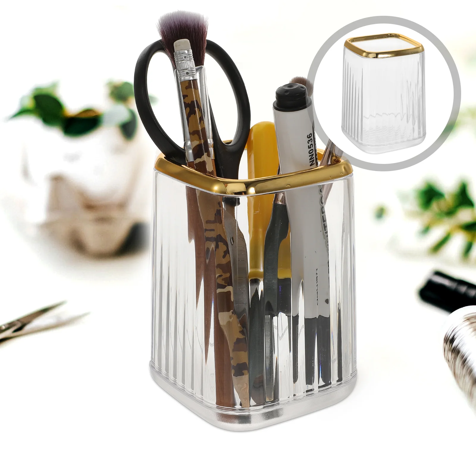 

Makeup Brush Storage Container Kids Toothbrush Holder Lipstick Dressing Table Organizer Hair Office Pen Cup