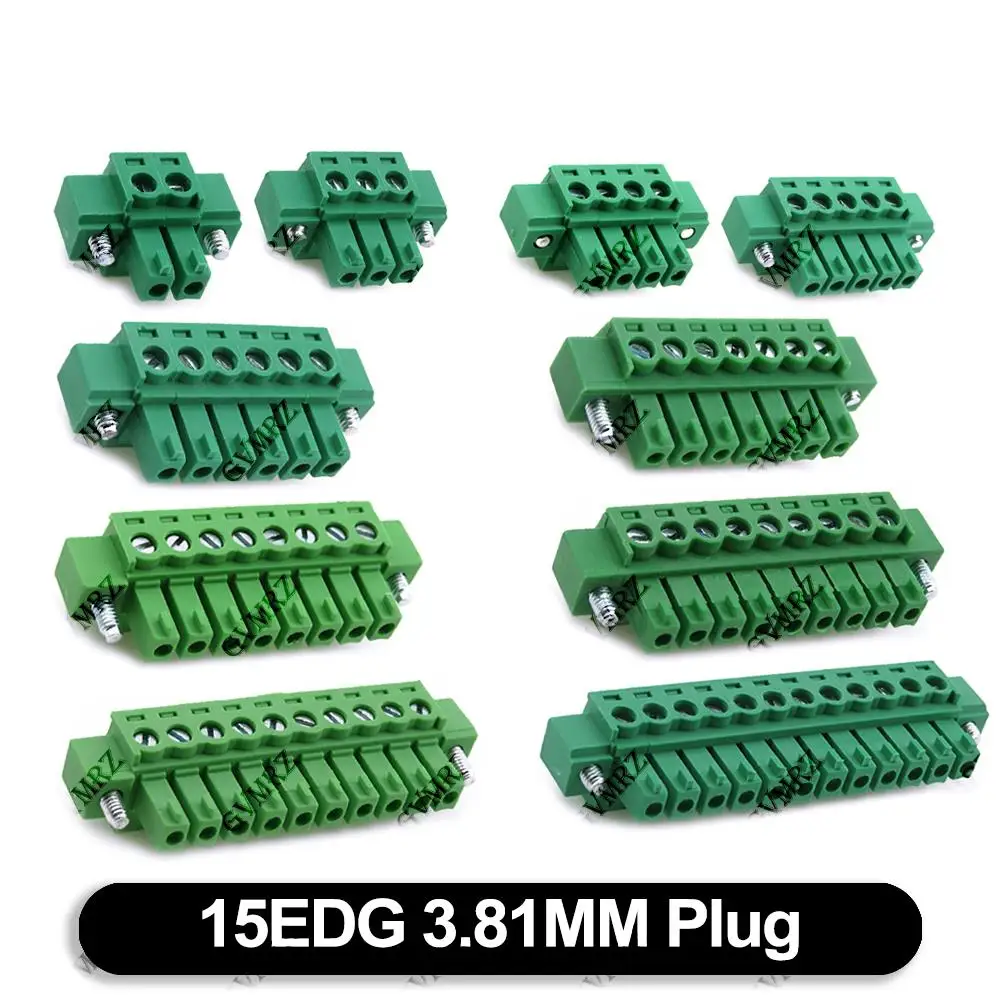 5PCS 2P 3P 4P 15EDG 3.81 with Flange Plug-in Terminal Blocks Plugs sockets 2/3/4/5/6/7/8/9/10/12P KF15EDG  10P 12P 5P