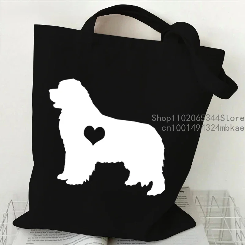 Love Dog Printed Shoulder Bag Women Men Harajuku Shopping Bags Teen Cartoon Canvas Portable Animal Tote Bag Ladies Cute Handbag