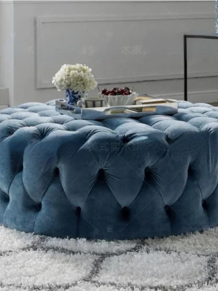 Nordic Clothing Store Sofa Slipcover Pier Vintage Cloakroom Stool Bedroom Bed End Stool Blue Living Room Coffee Table Stool