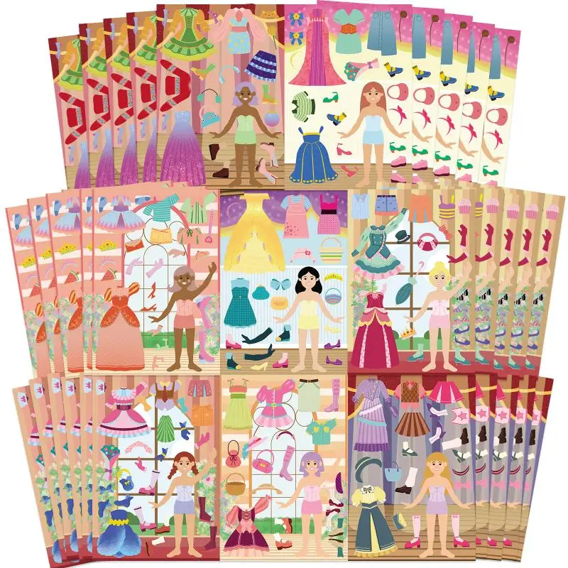 8Pcs Cartoon Dress Up Puzzle Stickers Fun Handbook Character Jigsaw Education Stickers Toys Decoration Sticker