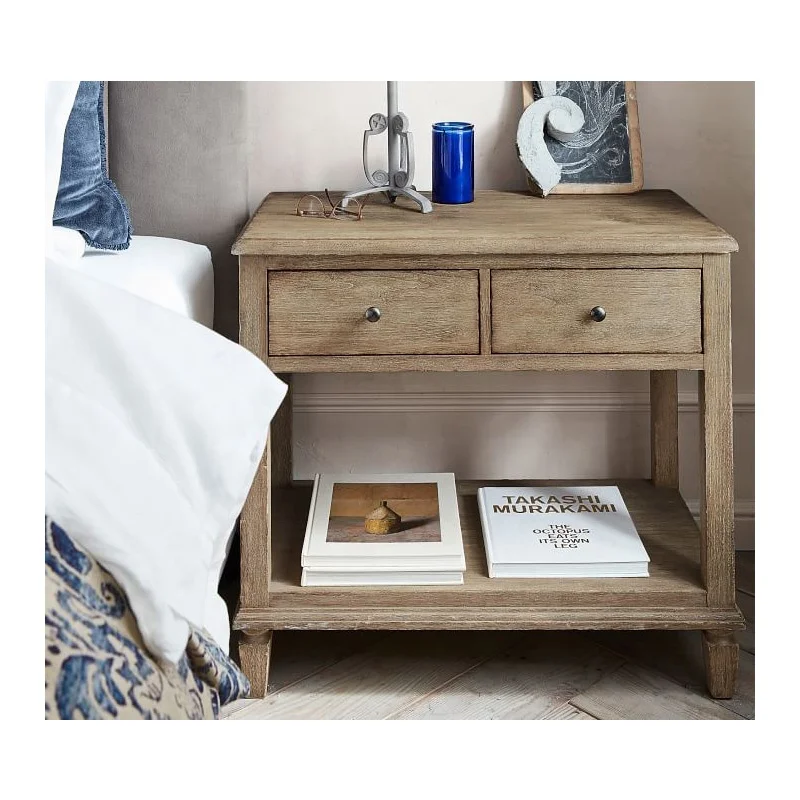 Nordic Design Global Style Natural Wooden Veneer Bedroom Furniture  Nightstand with Solid wood Legs