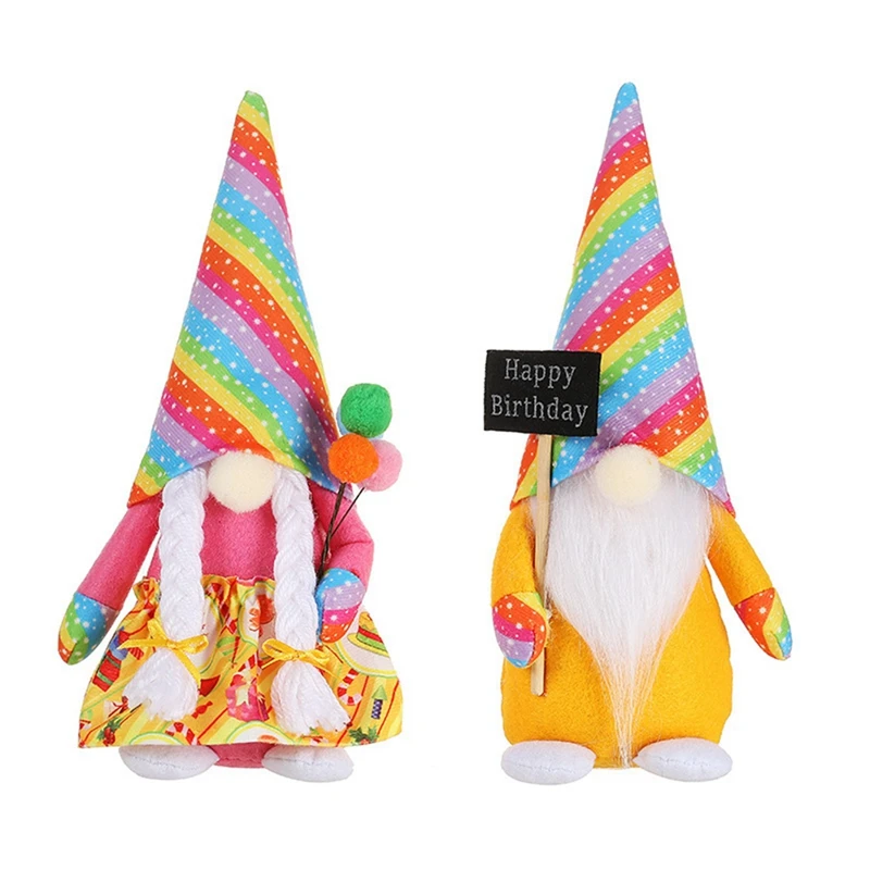 

1 PCS Rainbow Hat Faceless Rudolph Doll Birthday Arrangement Decorations Gnome Family Table Dolls Female