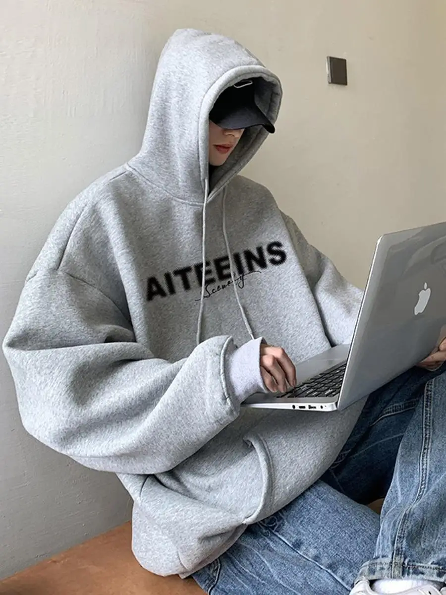 

Мужская толстовка большого размера: повседневная, осенне-зимняя, утепленная, модная, брендовая, в стиле INS, для активного отдыха, уличная одежда