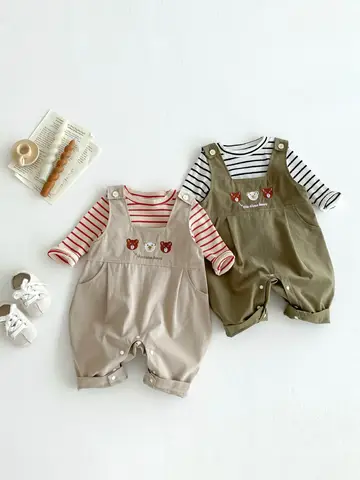 MILANCEL Spring Baby Jumpsuit 0-3Y Infant Boys Casual Overalls Toddler Girls Romper Optional Striped Shirt Baby Clothing