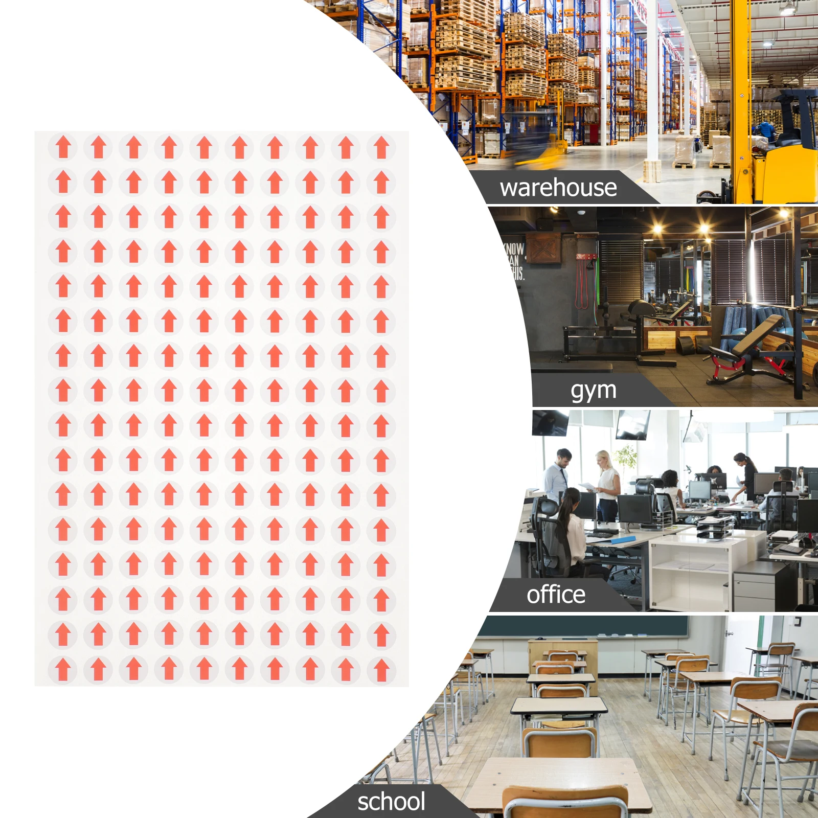 20 Sheets Arrow Stickers For Direction Indication Red Adhesive Decals Floor Wall Marking Signs Paper Material Easy Stick