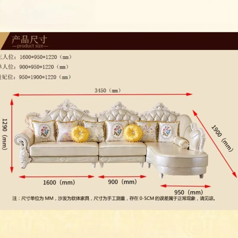 European Genuine Leather Corner Sectional Sofa Set Small Large Space Solid Wood Carved LivingRoom Luxury Chaise Lounge Furniture