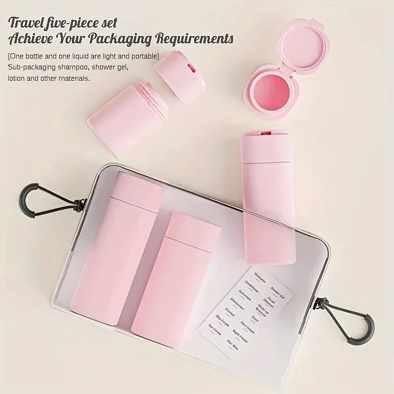 5pcs Premium Travel Cosmetic Bottle Set - Durable PE Tubes with Stylish  Case, Lightweight Makeup Organizers, Guaranteed Leakpro