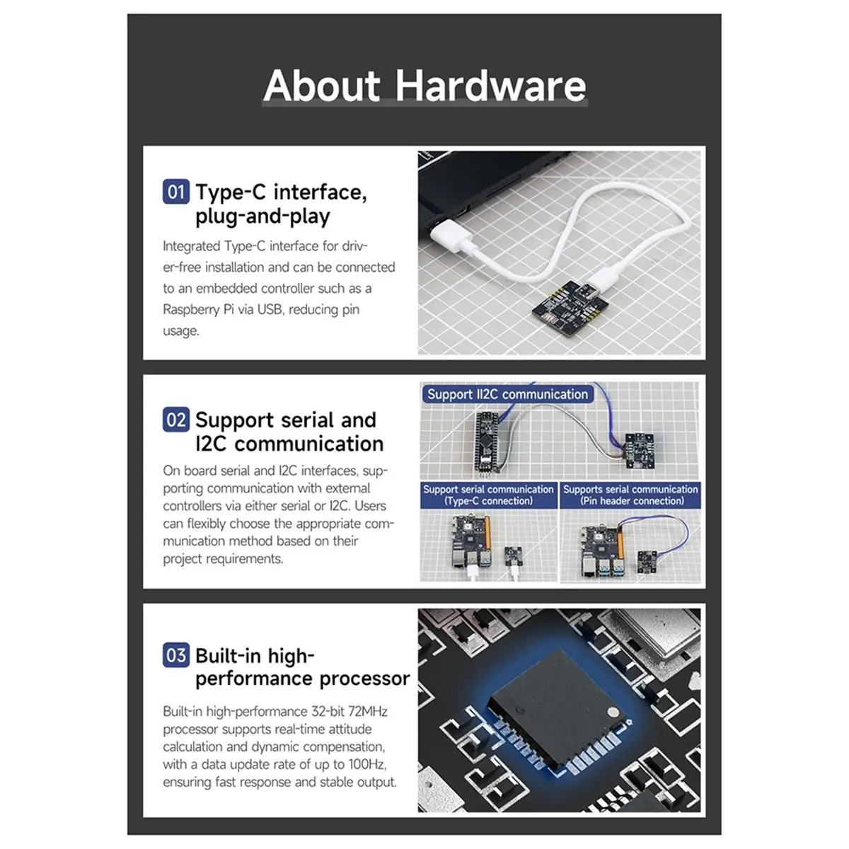 AA86 6-Axis IMU Module High-Precision Attitude Sensor Module Support AHRS Attitude Calculation for ROS Robot