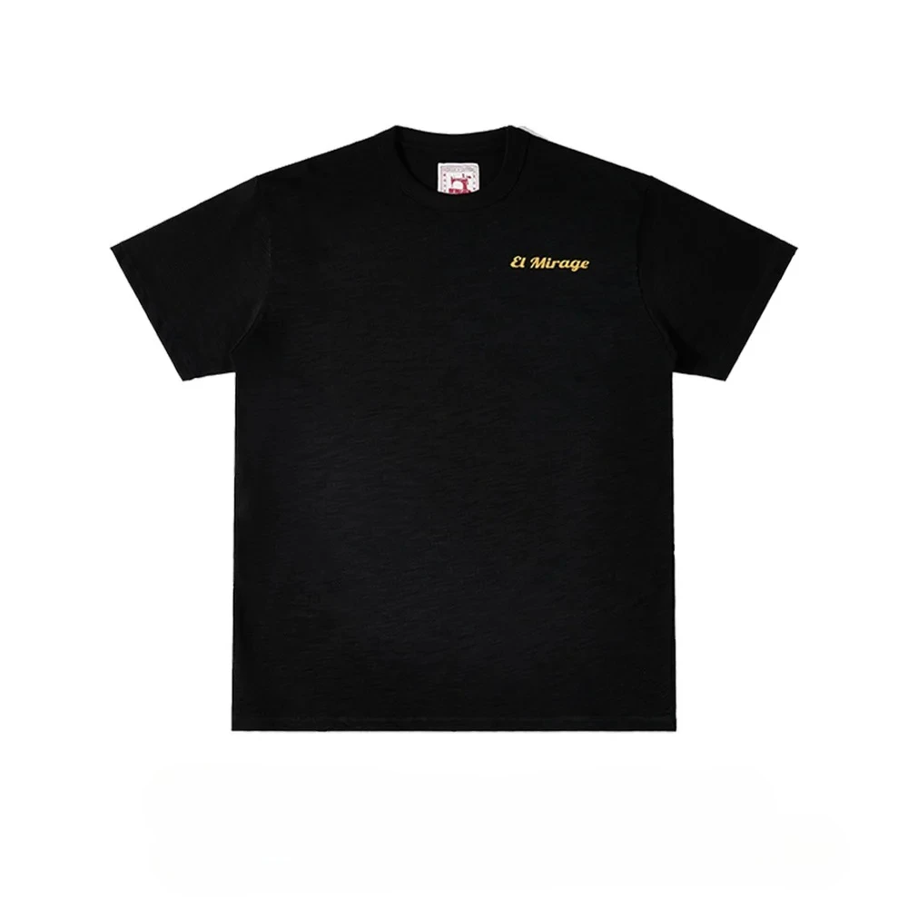260G Amikaji Motorcycle Culture Retro T-shirt God Bless V8 Engine Racing Print Round Neck Short