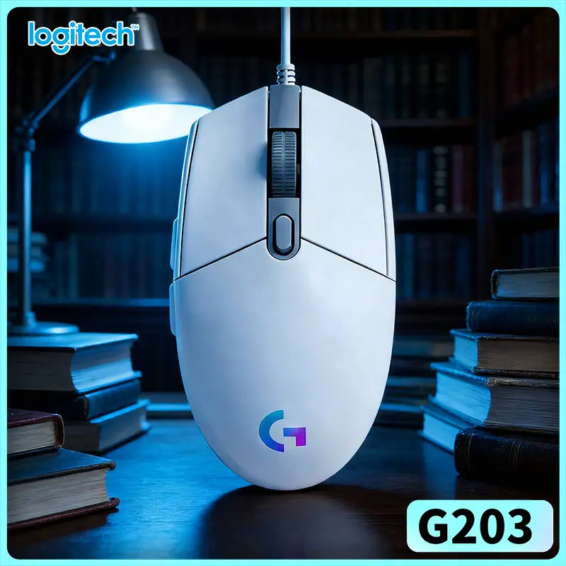 Logitech G203 Wired Gaming Mouse RGB Backlight 8000 DPI 6 Buttons 1ms Response 85g Lightweight PC Laptop Trusted Reaction