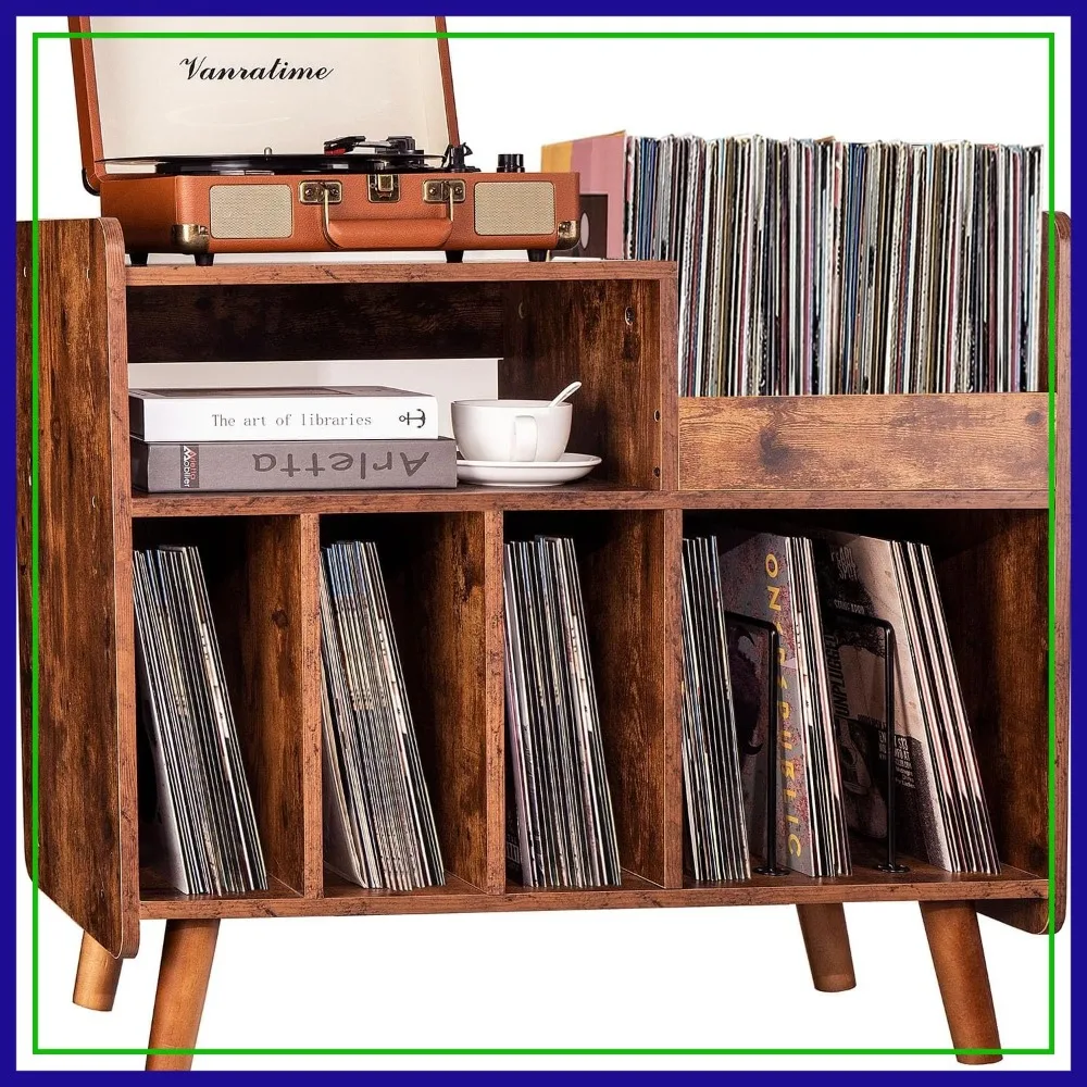 

Record Player Stand, Large Turntable Cabinet with Vinyl Storage, Holds 250 Albums, Mid Century Design for Living Room, Bedroom