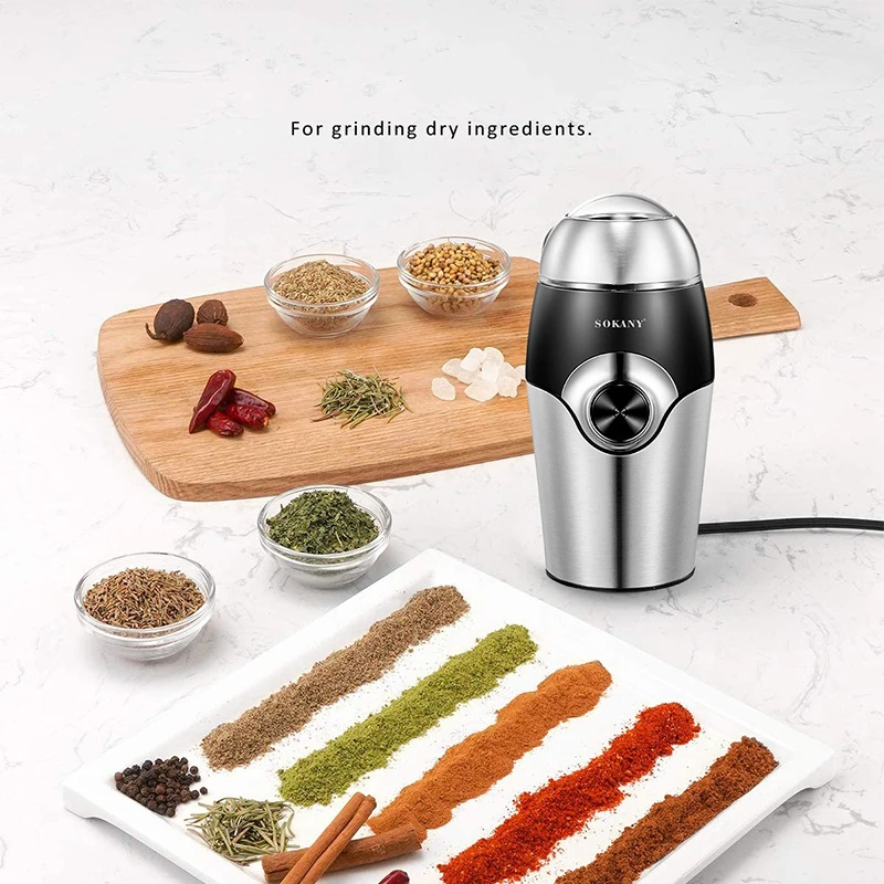 Mini Electric Coffee Grinder One-Touch Cafe Grass Nuts Herbs Grains Pepper Spice Mill Coffee Beans Grinder Machine Powerful 150W