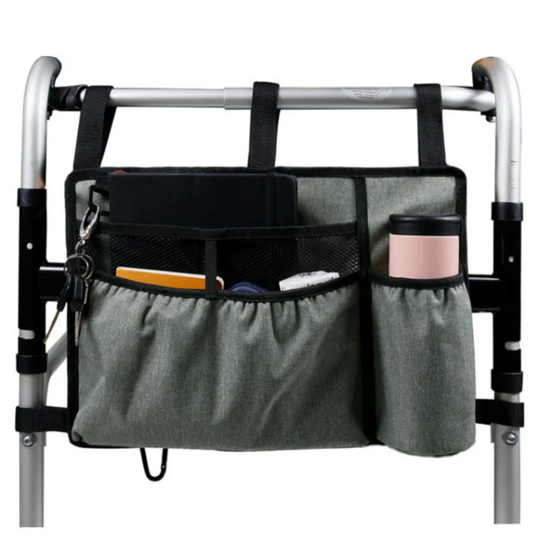 Portable Wheelchair Walker Hanging Storage Bag Oxford Cloth  Multi-compartment Organizer Lightweight Pouch for Daily Use