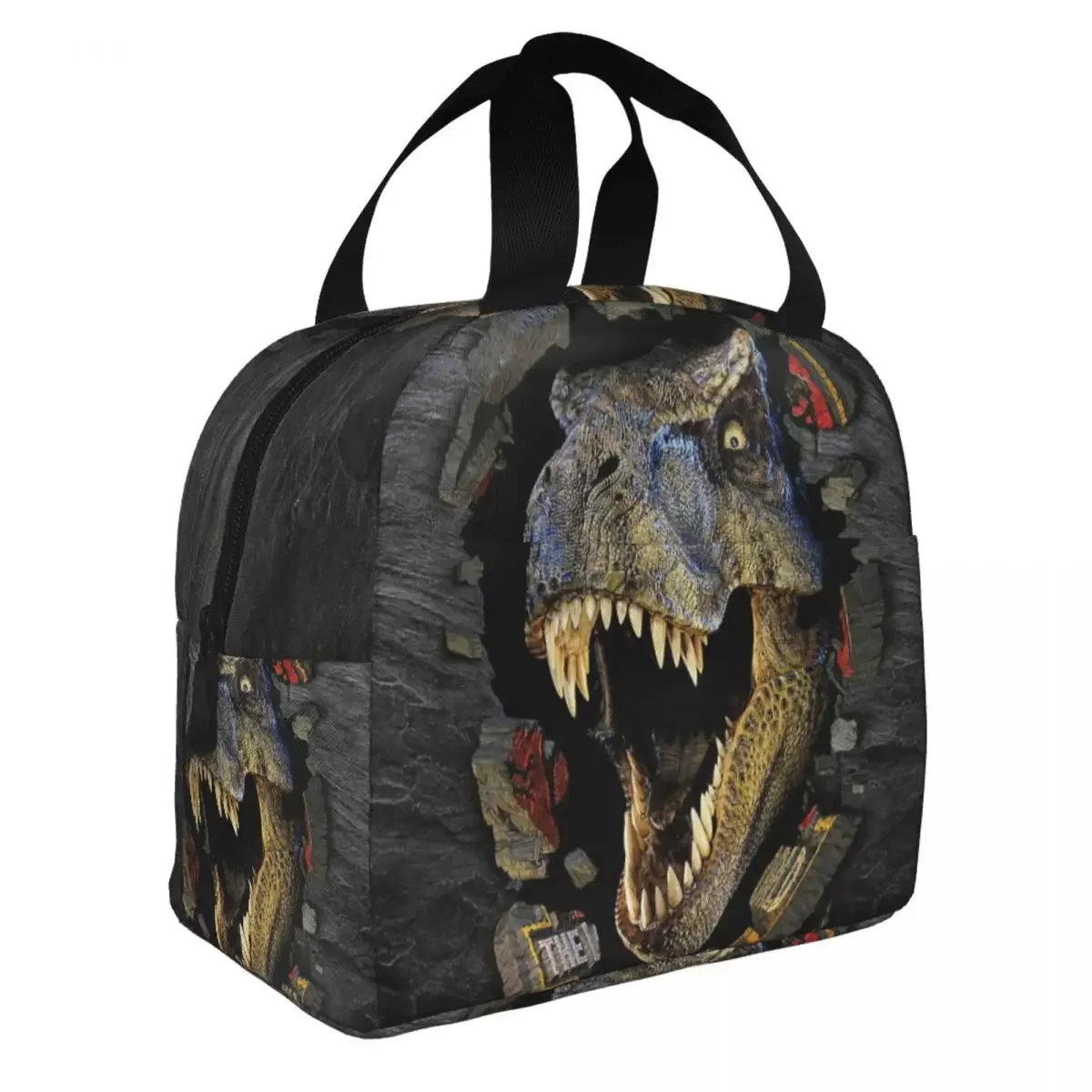 Cute Dinosaur Print Lunch Bag for Women Portable Insulated Cooler Thermal Food Lunch Box Work School Travel Picnic Tote Bags