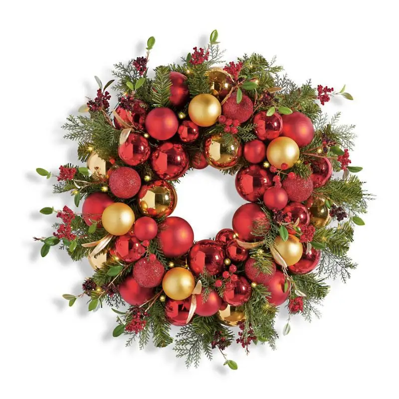 Christmas Vine Wreath Flower Basket Christmas Ball Door Hanging Scene Arrangement Inverted Tree