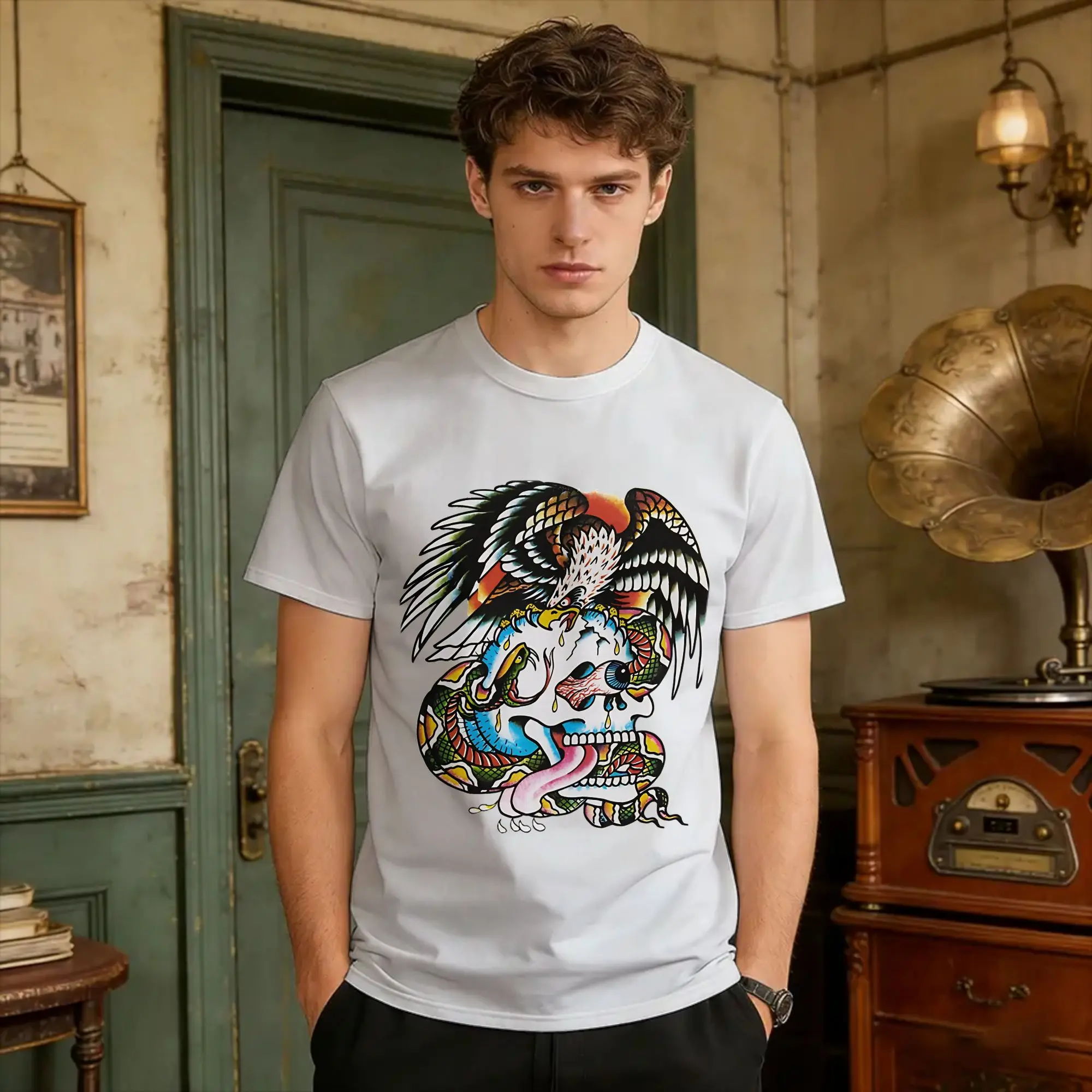 The First Incarnation Of Tattoo T-Shirt Summer Ed-Hardys Y2K Fun T Shirts Cotton Novelty Tshirt For Men's Casual Top Tees view 2