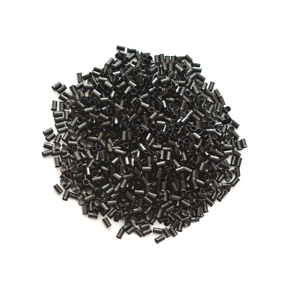 

Hot Selling 500pcs 3.4x3.0x6.0mm Copper Flaring Beads Copper Micro Ring Tube Link for Pre Bonded Hair Extensions
