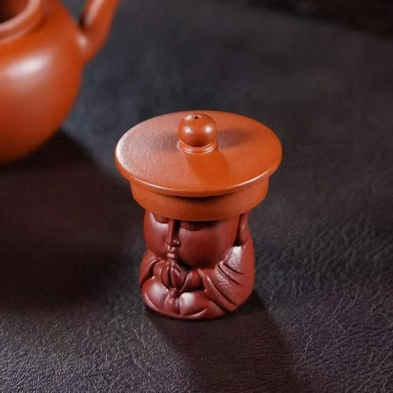 Purple Clay Maitreya Buddha Tea Pet Tea Sculpture Tea Figurine Play Toys Lid Stand Zisha Statue Ornaments Supplies Gift