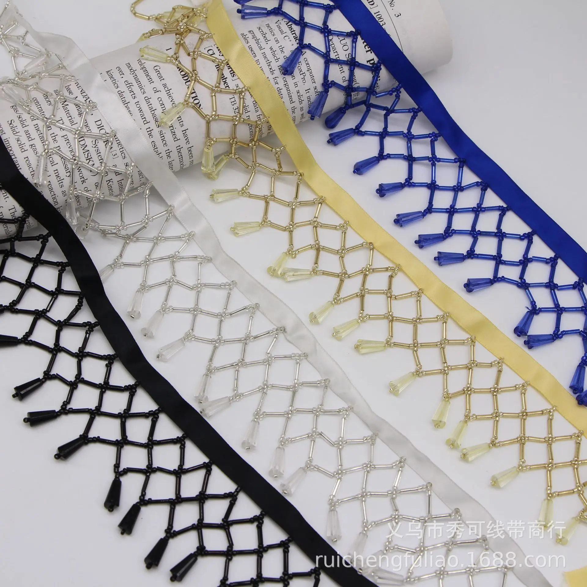 

Handmade Nail Bead Accessories Tube Pendant Tassel Lace Trim Grid Row Mustache Silk Ribbon Ethnic Women's Clothing Accessories