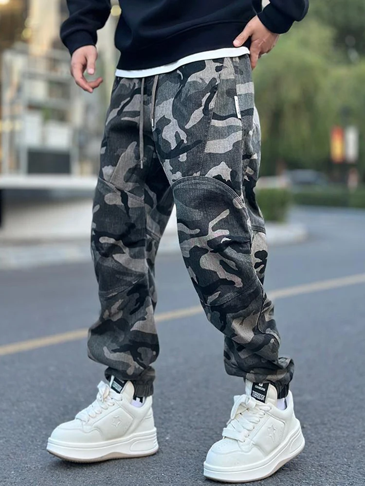 

Trendy American Work Pants Men's Winter Loose Cuffed Camouflage Harajuku Pants Youth ket Zip Casual Pants