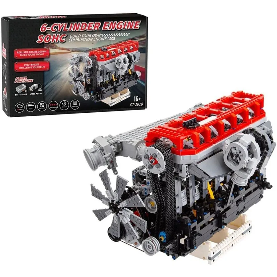 

Встроенный 6-цилиндровый двигатель L6. Строительные кирпичи, которые работает двигатель с турбонаддувом SOHC. Создайте свой собственный двигатель MOC, который работает мини-двигатель.